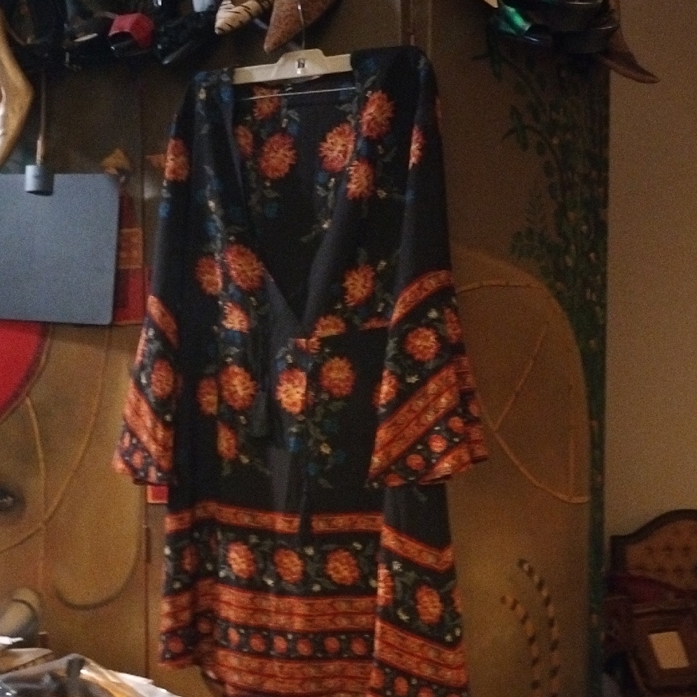 Floral Black and Orange Women's Dress